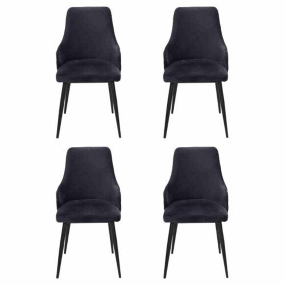 Modern black designer 4x chairs luxury dining room single seater furniture