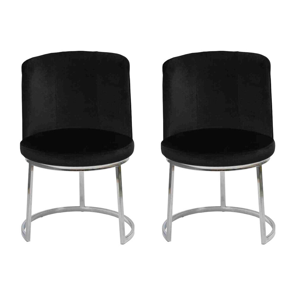 Black designer 2x chairs with stainless steel legs Modern dining room chairs