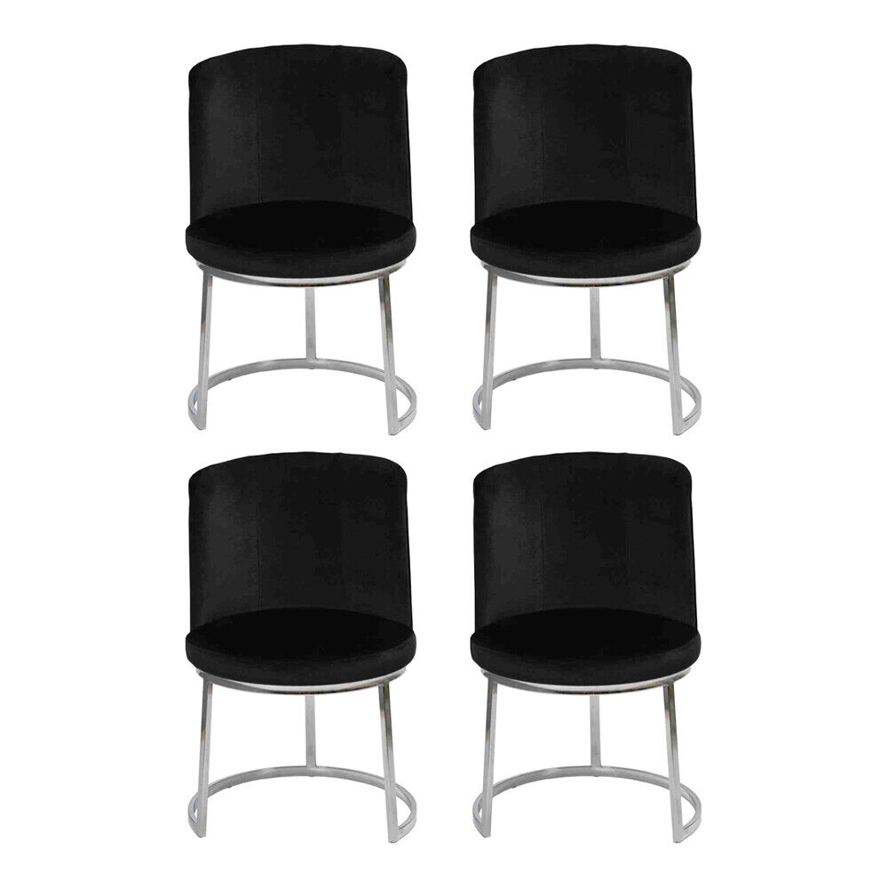 Black designer 4x chairs with stainless steel legs Modern dining room chairs