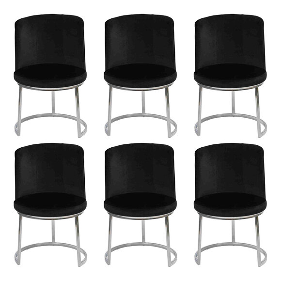 Modern black designer 6x chairs with stainless steel legs Dining chairs