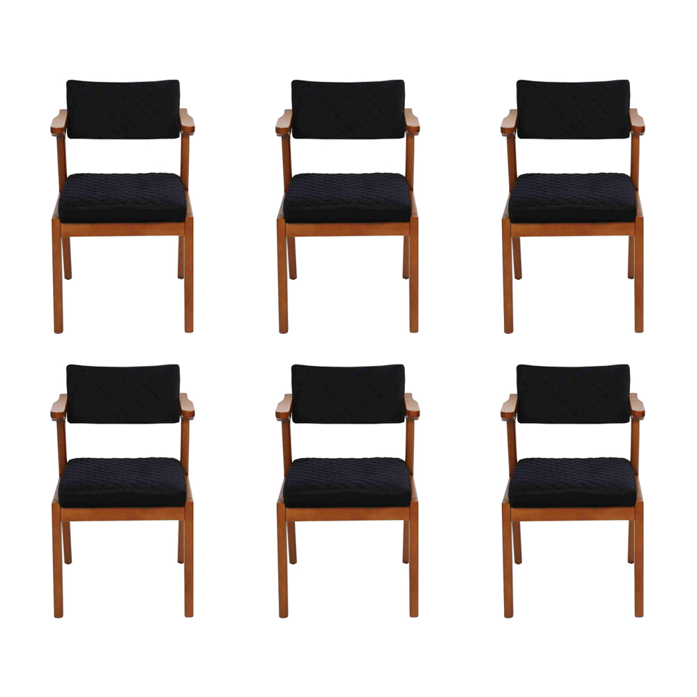 Luxury Dining Room Chair Modern Wooden Furniture 6x Chairs Black Design Furnishing