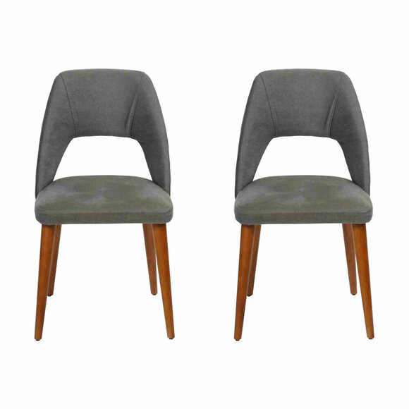 Exclusive grey-brown dining chairs Luxurious wooden chairs Upholstered furniture