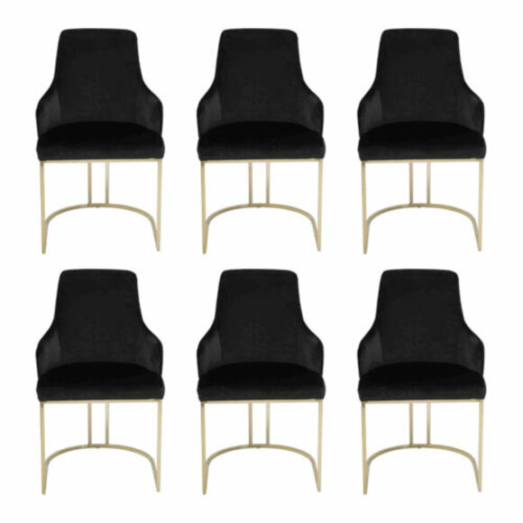 Luxury 6x Chairs Black Dining Room Chair Designer Furniture Modern Chairs New