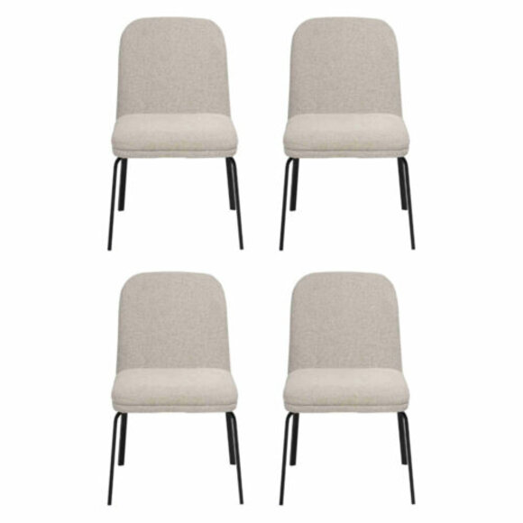 Group set of chairs 4x chair set textile upholstered seat stainless steel dining room new