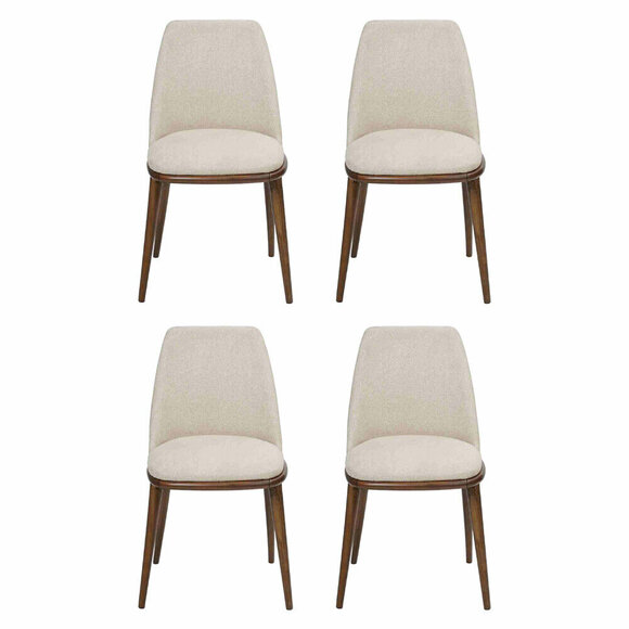 White chair set designer 4x kitchen chairs luxury seating furniture wooden frame