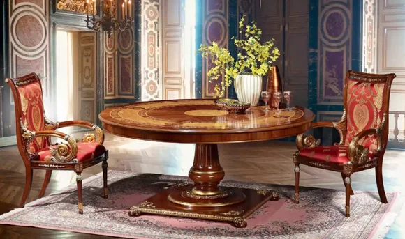 Italian Designer Furniture Table Dining Room Dining Tables Round Brown Tables New