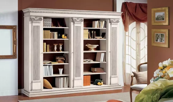 Classic White Bookcase Office Furniture Shelves Design Shelf Cabinet