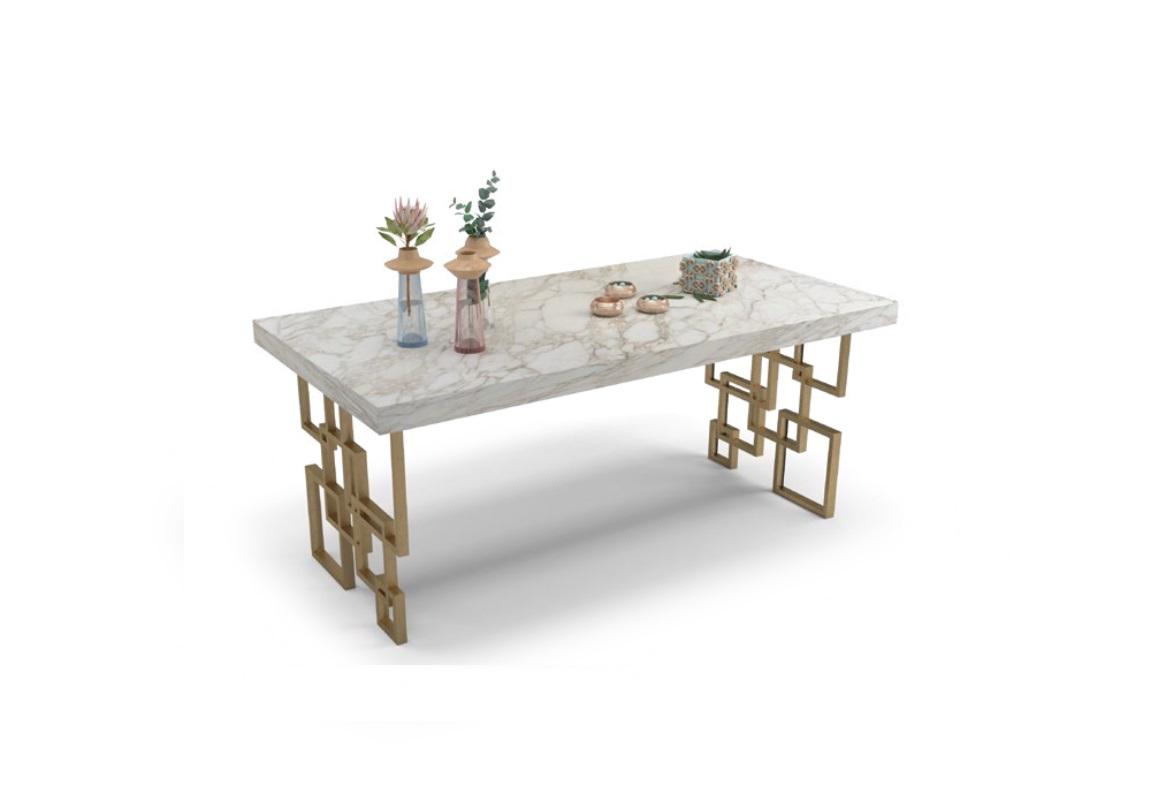 Designer White Dining Table Dining Room Furniture Elegant Marble Table Modern