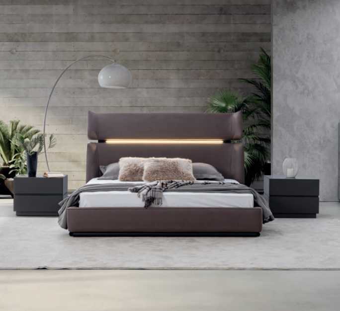 Luxury bedroom set bed with 2х bedside tables modern design set