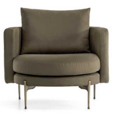 Armchair For Living Room Modern Design Wood with Textile Round Lounge Club