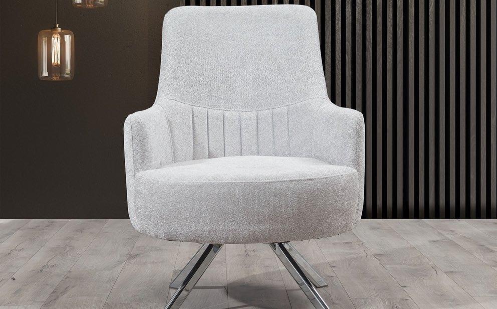 White Colour 1-seater Living room Fabric Armchair Modern Design Textile Material