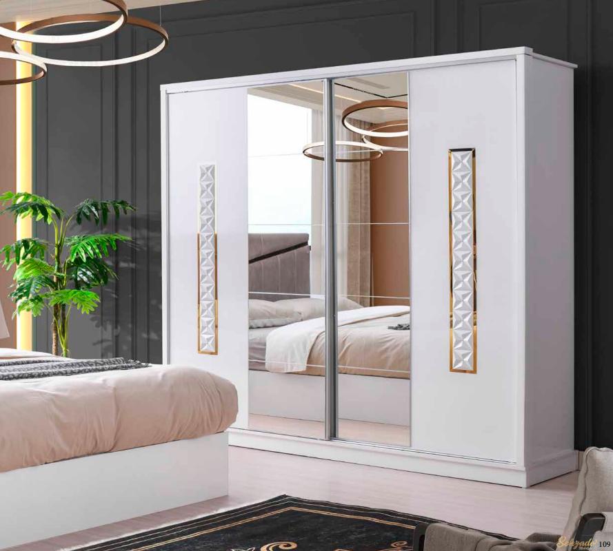 Bedroom Wardrobe Rectangle Modern Style Design White Unicoloured