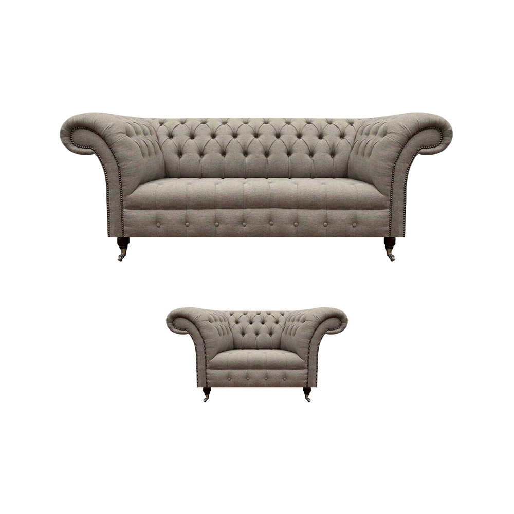 Complete living room sofa set Sofa three-seater textile armchair Chesterfield