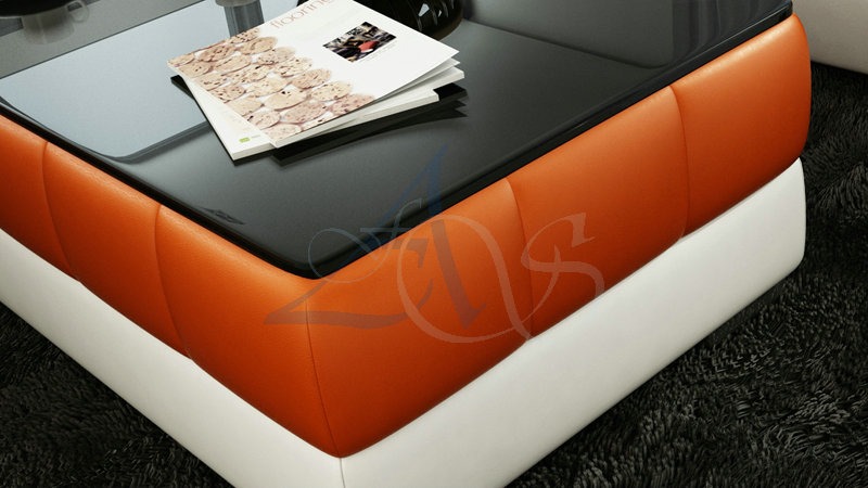 Designer Coffee Table Upholstery Table Leather Glass Tables #SBA1A