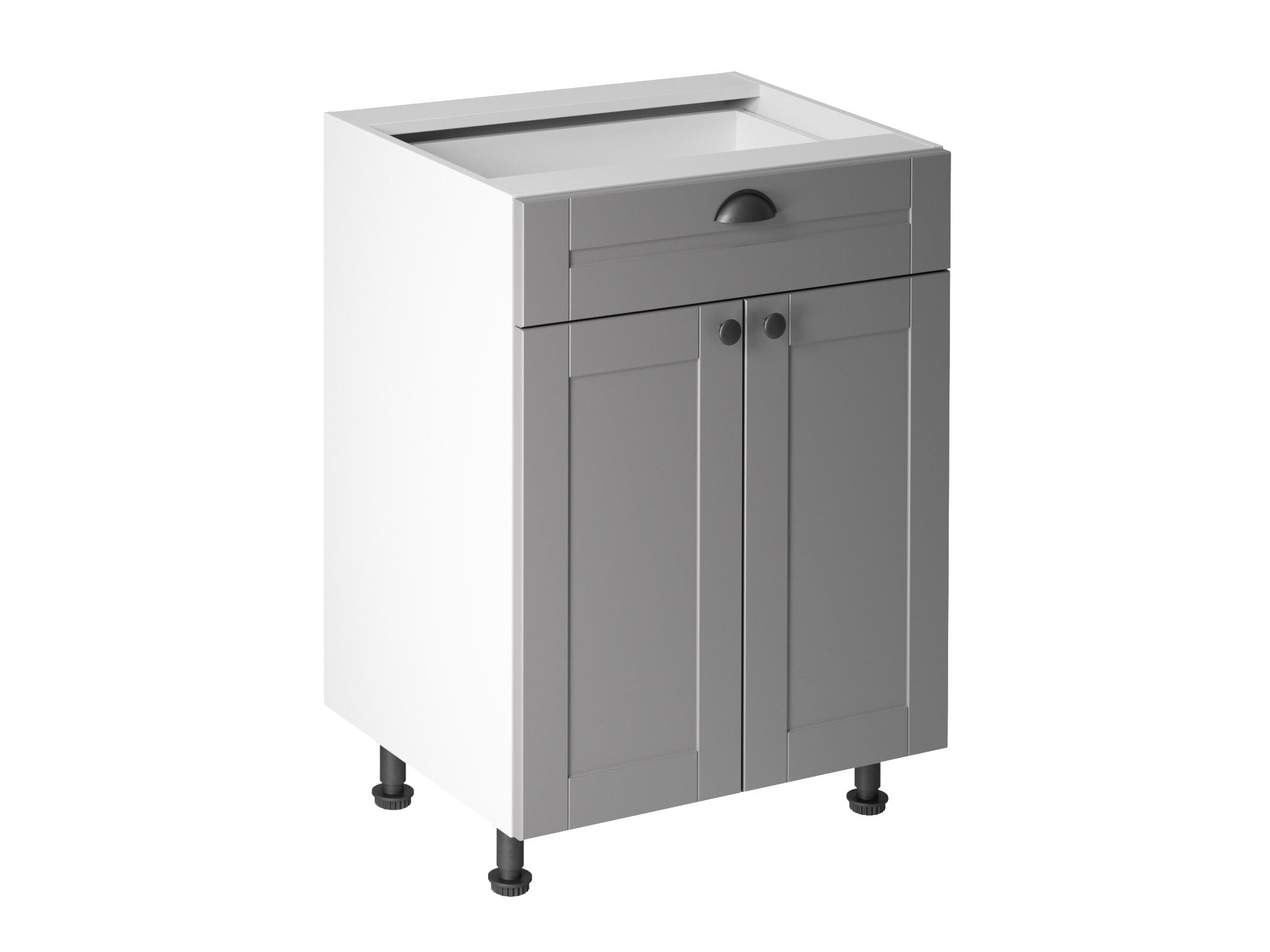 MODERN KITCHEN BASE UNIT WITH SEVERAL STORAGE COMPARTMENTS IN WHITE COLOUR D60S1(P/L)