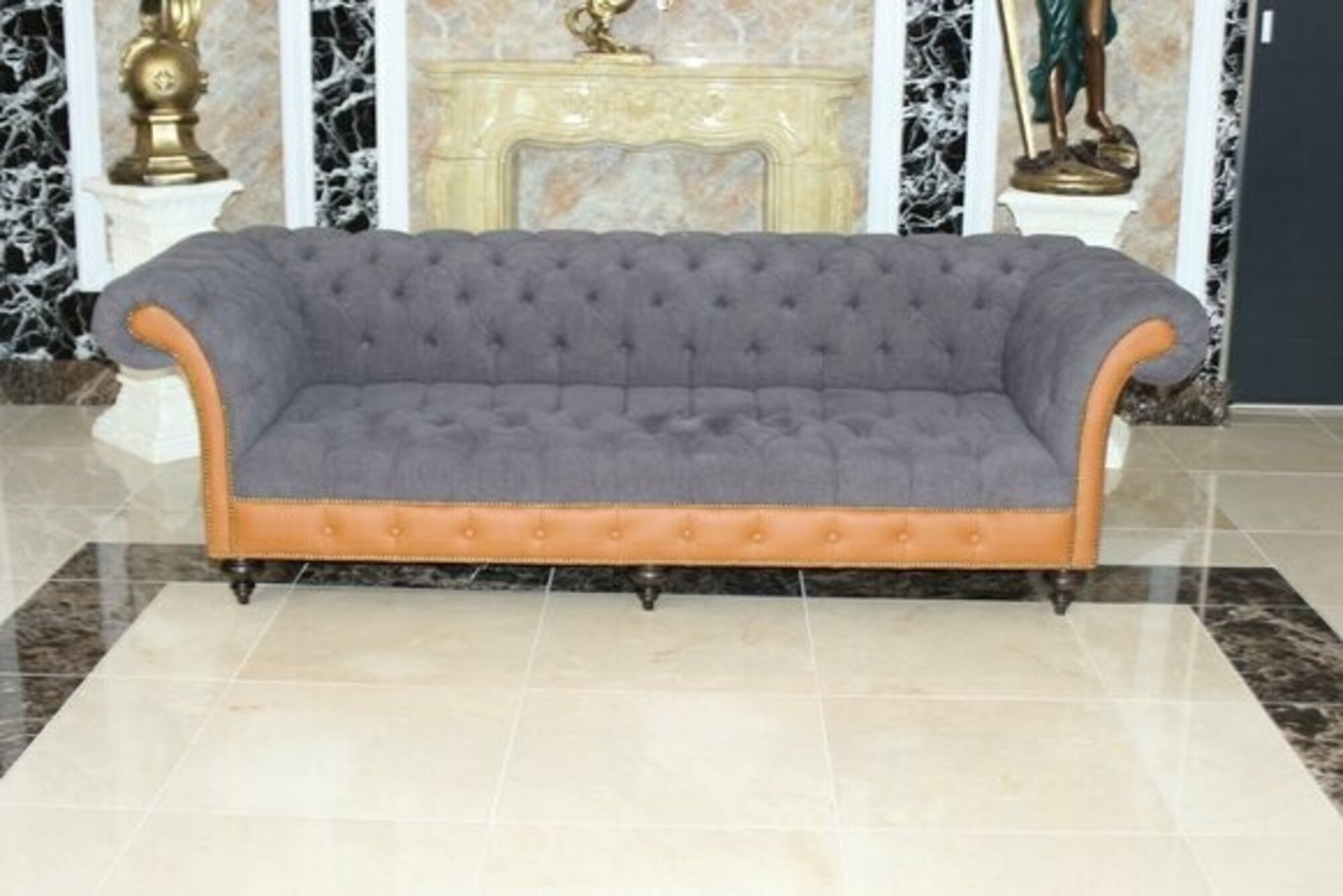 Chesterfield Couch Upholstered Sofas Classic Textile Sofa 4 Seater Couches Immediately