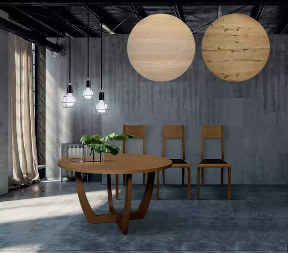 Round dining table wooden kitchen table round new style modern brown 140cm