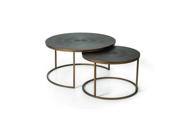 Coffee table 2x round stainless steel side table designer furniture in the living room