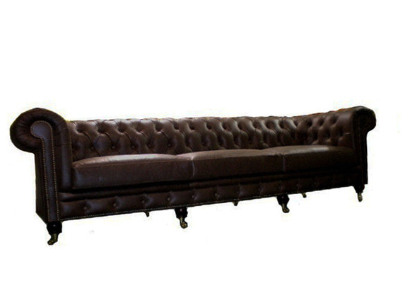 Chesterfield Sofa XXL 5-Seater Dark Brown Upholstery Faux Leather Soft Pads New