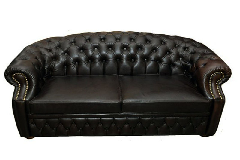 Amazing Chesterfield Sofa 3-Seater Dark Brown Faux Leather Upholstery Comfortable New