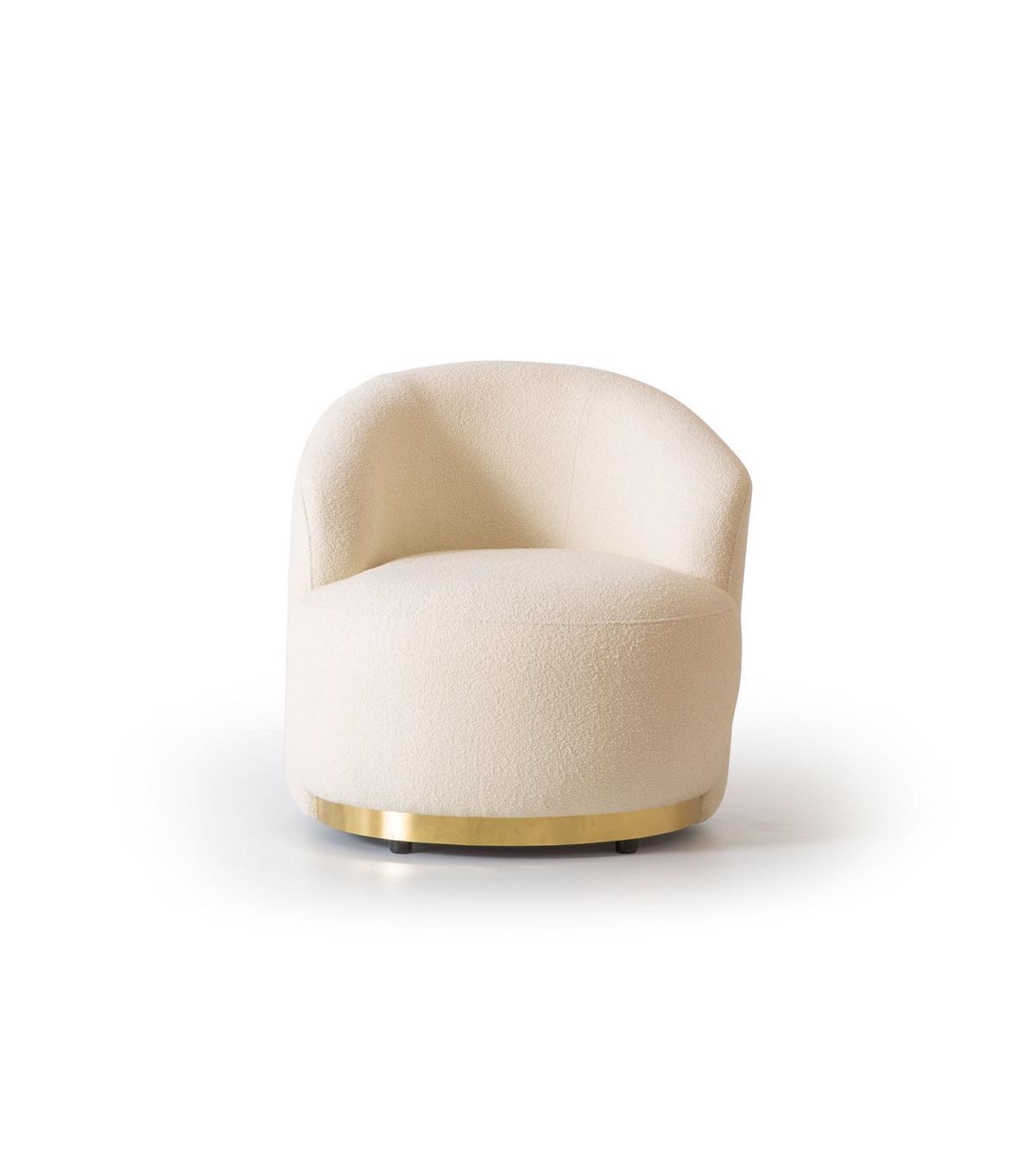 Armchair Modern White Living Room Textile Luxury Design Lounge Club Single Seater