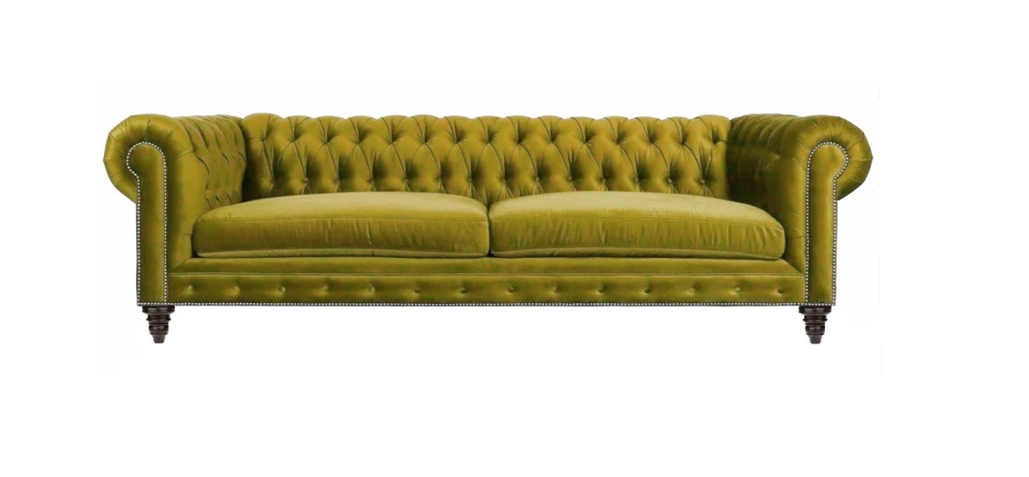 Yellow Living Room Modern Chesterfield Three Seater Creative Furniture Textile Fabric xxl