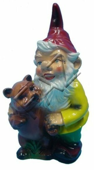 Decor figure designed as a gloss dwarf with a bear cub 36cm