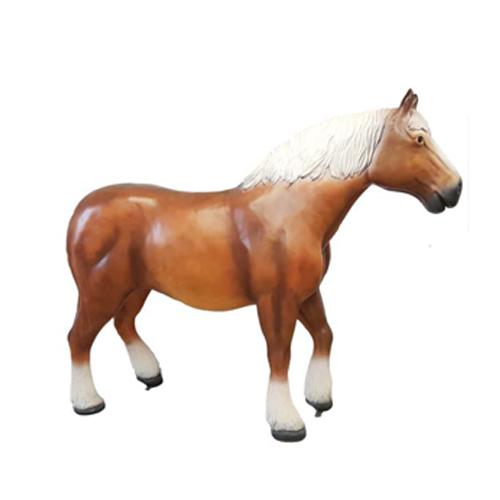 Decorative sculpture designed as brown colored horse with white mane 80cm height