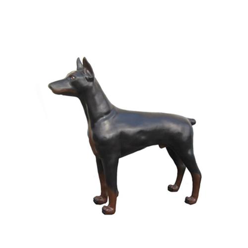 Decorative sculpture designed as gloss black colored doberman figure 90cm