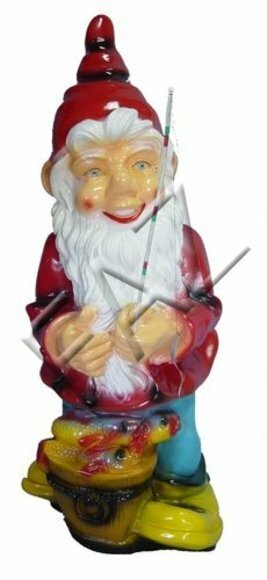 Garden colorful figure designed as a dwarf fisher with a bucket of fishes 74cm