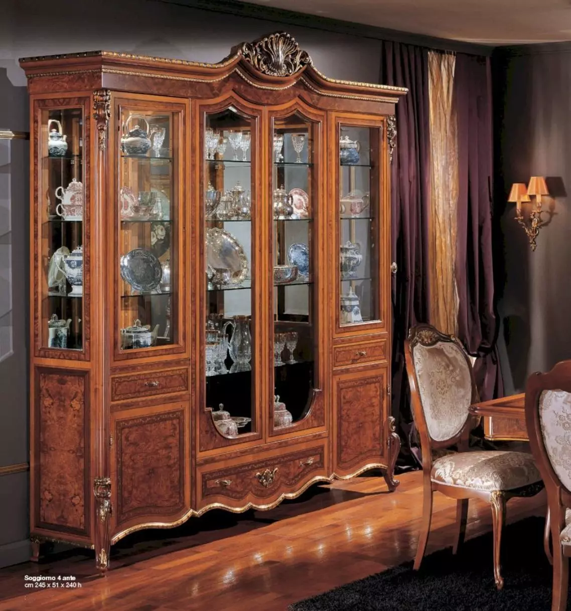 Display Cabinet Brown Large Display Luxury Cabinet Wood Living Room