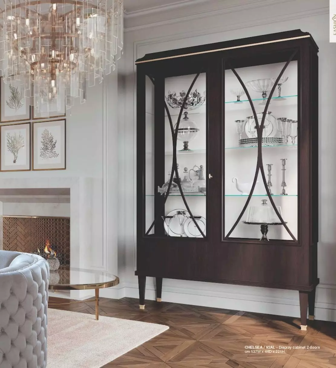 Display cabinet cabinets brown luxury cabinet wood glass living room