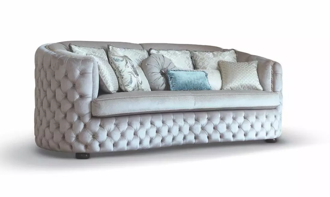 Three Seater Chesterfield Sofa 3 Seater Sofas Living Room Gray Fabric