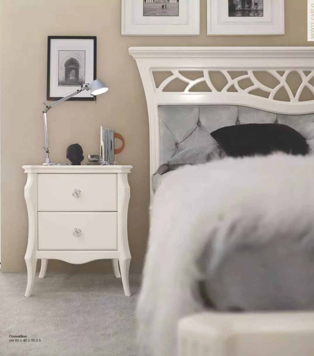 Bedside cabinet console white table wood bedroom