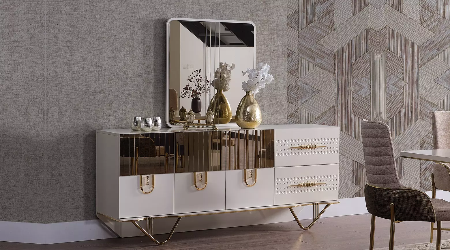 Sideboard high gloss furniture wood luxury chest of drawers sideboard