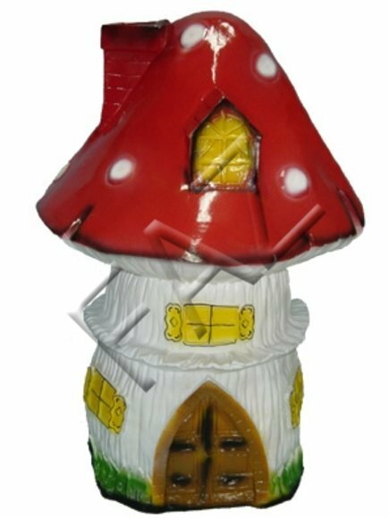 Decor figure designed as a gloss colorful amanita house 80cm