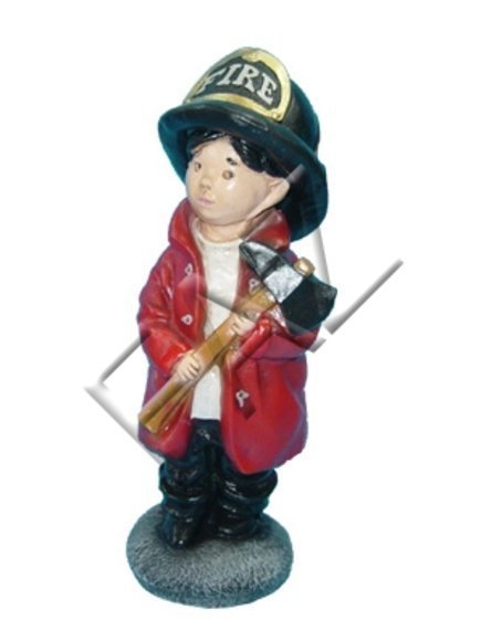 Decorative sculpture designed as american fireman boy holding an axe 47cm