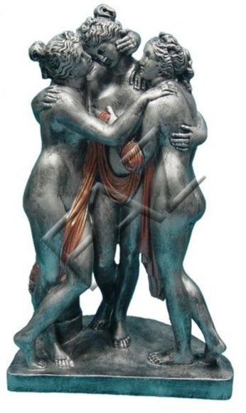 Classic style decor figure of three semi naked silver colored ladies 82x50cm