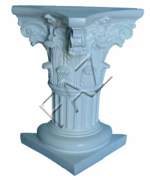 Decor stand in full gloss white colored designed as a antique corinthian column 78cm