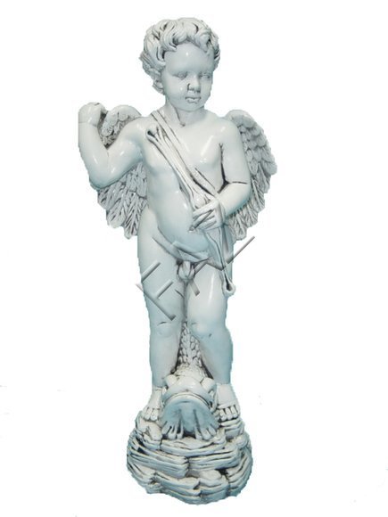 Antique style deco figure of a gloss white colored love angel 73cm