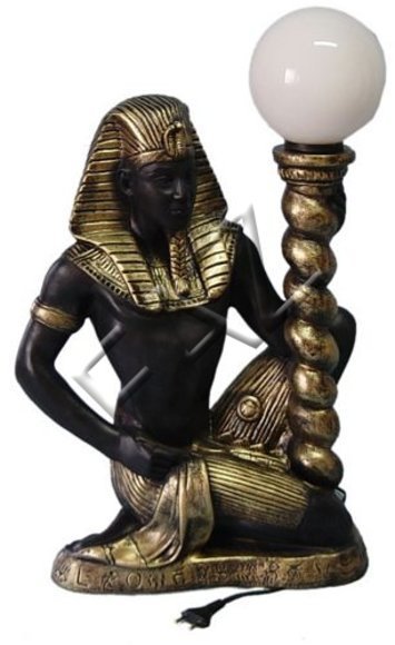 Decor light designed as a brown gold colored ancient egyptian servant holding a lamp 40cm