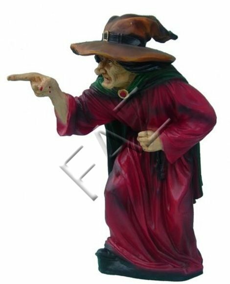 Decorative sculpture designed as a colorful standing old witch figure 65cm