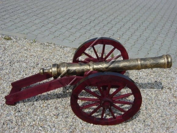 Classic medieval decorative figure of a cannon weapon in an original colours 160x70x65cm