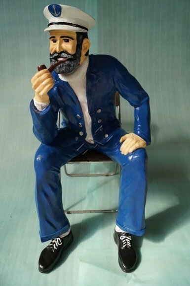 Sailor sitting on a chair & with a smoking pipe decorative sculpture 125cm