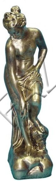 Golden colored decor figure designed as a semi-naked lady 88cm