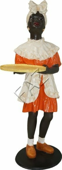 Classic style decorative colorful figure designed as an waiter with a tray 110cm