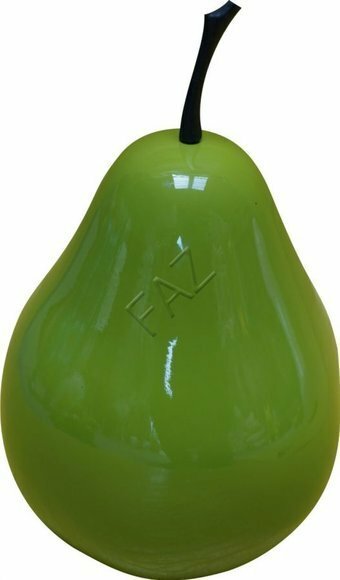 Pear decorative sculpture in full gloss green colored 19x19cm n459