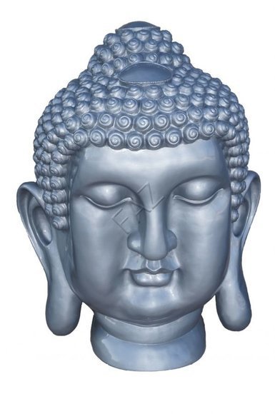 Deco figure designed as an abstract full silver colored Buddha head 90x67x60cm