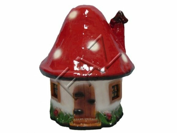 Colorful decor figure of a house made of amanita mushroom 45cm