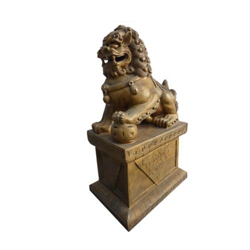 Decorative thai lion guardian statue figure on pedestal 70cm height B76